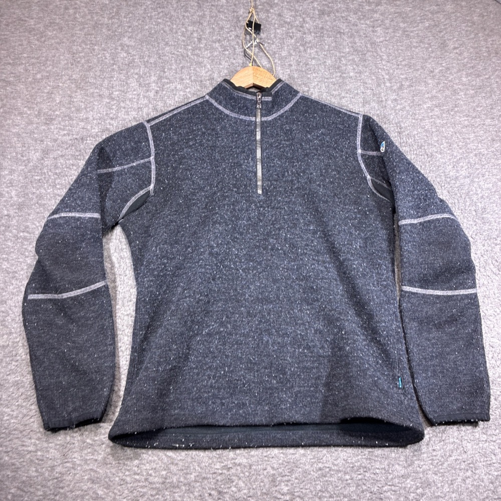 KUHL Interceptr 1/4 Zip Pullover Mens Medium Gray Fleece Jacket Hiking Gorpcore